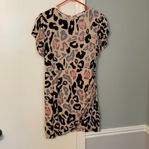 Leopard print faux wrap dress